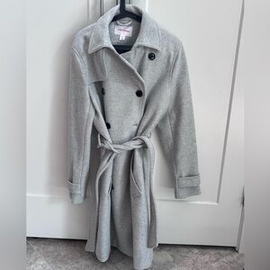 Joe Fresh Women's Light Gray Belted Trench Coat